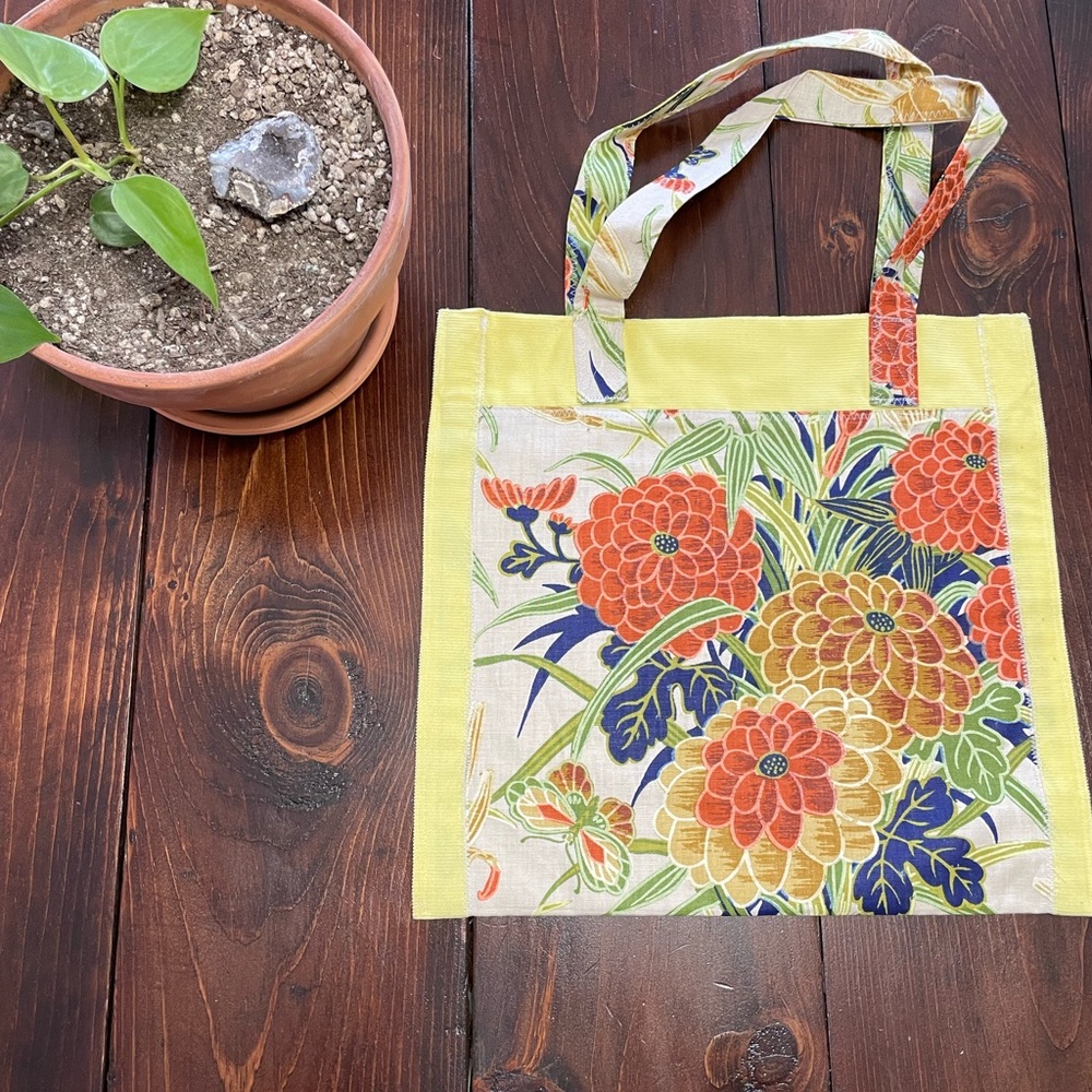Handmade in Maine Vintage Fabric Tote Bag